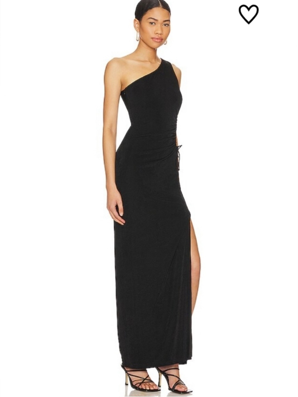 Super down One-Shoulder Black Maxi Dress